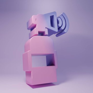 Mor hava kornosu simgesi mor arkaplanda izole edilmiş. Sporseverler ya da vatandaşlar hükümete ve yolsuzluğa karşı. Minimalizm kavramı. 3 Boyutlu resimleme.