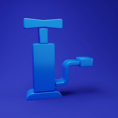 Blue Car air pump icon isolated on blue background. Minimalism concept. 3D render illustration.