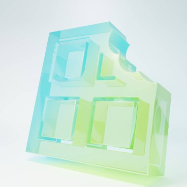 Beyaz arka planda izole edilmiş buzlu cam çikolata ikonu. Minimalizm kavramı. 3 Boyutlu resimleme.