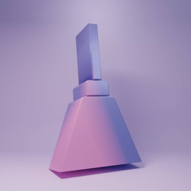 Mor renkli Chandelier simgesi mor arkaplanda izole edilmiş. Minimalizm kavramı. 3 Boyutlu resimleme.