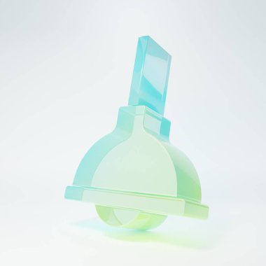 Buzlu cam lamba asılı ikon beyaz arka planda izole. Tavan lambası ampulü. Minimalizm kavramı. 3 Boyutlu resimleme.