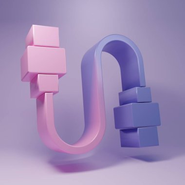 Mor USB kablo ikonu mor arkaplanda izole edilmiş. PC ve mobil cihazlar için bağlantı ve soketler. Minimalizm kavramı. 3 Boyutlu resimleme.