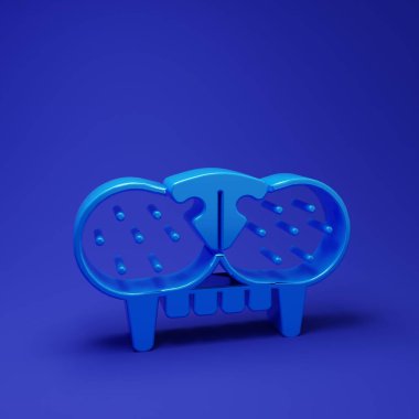 Mavi Kedi dişi simgesi mavi arkaplanda izole edilmiş. Minimalizm kavramı. 3 Boyutlu resimleme.