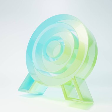 Frosted glass Target financial goal concept icon isolated on white background. Symbolic goals achievement, success. Minimalism concept. 3D render illustration.