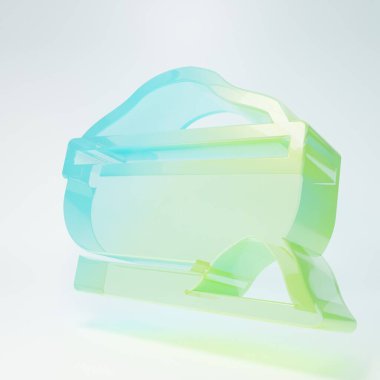 Beyaz arka planda izole edilmiş buzlu cam un kasesi ikonu. Pişirme malzemeleri. Sağlıklı organik yiyecekler. Mutfak gereçleri kupası. Hamur yemeği. Minimalizm kavramı. 3 Boyutlu resimleme.