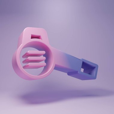 Mor Yaprak bahçe üfleyici ikonu mor arka planda izole edilmiş. Minimalizm kavramı. 3 Boyutlu resimleme.