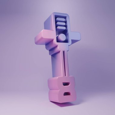 Mor elektrikli el beton karıştırıcı ikonu mor arka planda izole edilmiş. El yapımı elektrikli çimento karıştırıcısı. Minimalizm kavramı. 3 Boyutlu resimleme.