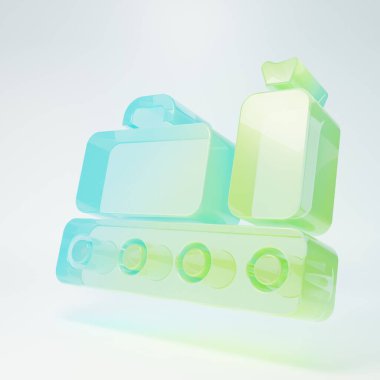 Yolcu bavulu, bavulu, çantası, bagaj ikonu beyaz arka planda izole edilmiş buzlu cam havalimanı taşıma bandı. Minimalizm kavramı. 3 Boyutlu resimleme.