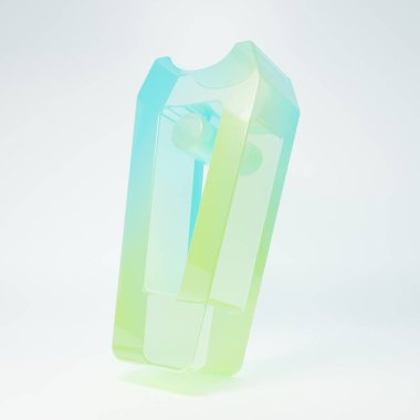 Beyaz zemin üzerinde izole edilmiş buzlu cam çivi kesici ikonu. Tırnak makası. Minimalizm kavramı. 3 Boyutlu resimleme.