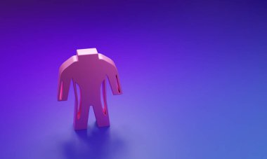 Mor-mavi arka planda izole edilmiş tüple dalış ikonu için pembe dalış kıyafeti. Su altı ekipmanları. Minimalizm kavramı. 3 Boyutlu resimleme.