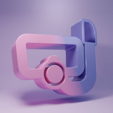 Mor arka planda izole edilmiş şnorkel ikonu olan mor dalış maskesi. Olağanüstü bir spor. Su altı ekipmanları. Minimalizm kavramı. 3 Boyutlu resimleme.