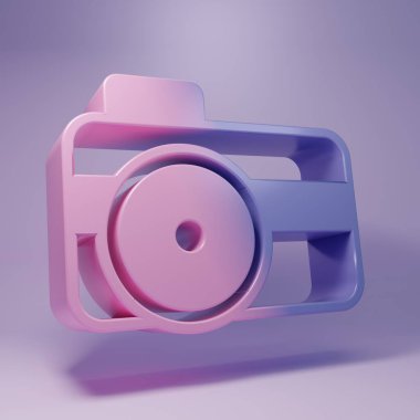 Mor arkaplanda izole edilmiş dalgıç simgesi için mor fotoğraf makinesi. Fotoğraf makinesi simgesi. Su altı ekipmanları. Minimalizm kavramı. 3 Boyutlu resimleme.