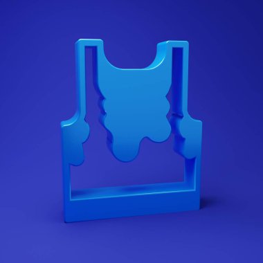 Mavi, terli, kolsuz tişört ikonu mavi arka planda izole edilmiş. Minimalizm kavramı. 3 Boyutlu resimleme.