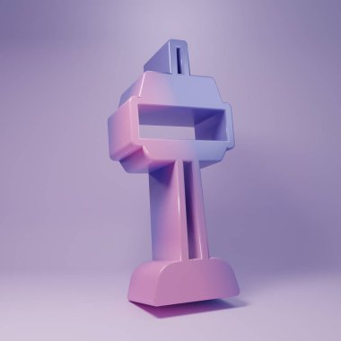 Güney Kore 'deki Mor Seul Kulesi ikonu mor arka planda izole edilmiş. Seul Kulesi, Kore 'deki Namsan Kulesi. Minimalizm kavramı. 3 Boyutlu resimleme.