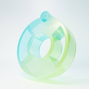 Frosted glass Lifebuoy icon isolated on white background. Lifebelt symbol. Minimalism concept. 3D render illustration.