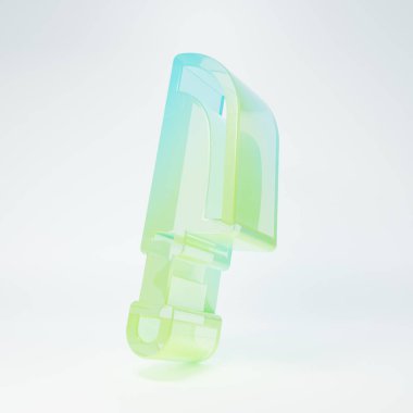 Frosted glass Knife icon isolated on white background. Cutlery symbol. Minimalism concept. 3D render illustration.