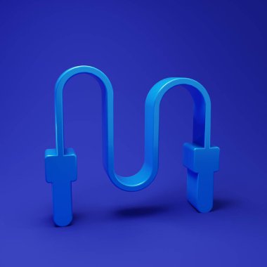 Blue Jump rope icon isolated on blue background. Skipping rope. Sport equipment. Minimalism concept. 3D render illustration.
