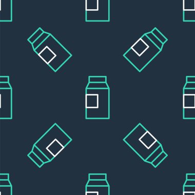 Süt simgesi için çizgi kağıdı paketi siyah arkaplanda izole edilmiş pürüzsüz desen. Süt paketi işareti. Vektör.