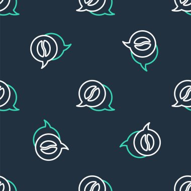 Çizgi kahve ve sohbet ikonu siyah arka planda izole edilmiş kusursuz desen. Kahve sohbeti. Konuşma baloncukları sohbet ediyor. Vektör.