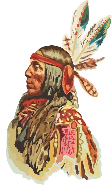 Vector indio retrato nativo americano — Vector de stock