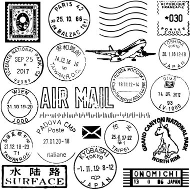 post cancellation stamps from different countries