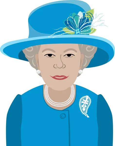 Queen Elizabeth II in blue costume — Stock vektor
