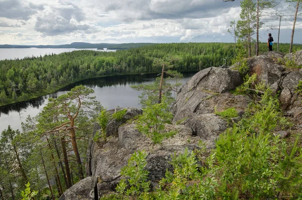 Rocas Costeras Boscosas Karelia — Foto de Stock