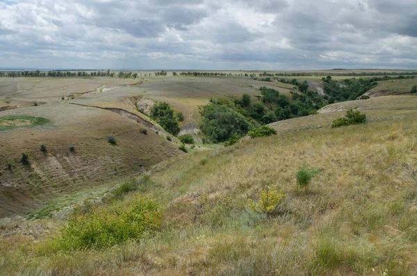 Steppe Ravijnen Aan Oever Van Wolga Regio Saratov — Stockfoto