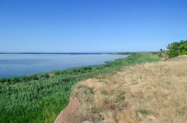 Saratov bölgesinde Volga 'nın kıyılarında Steppe ve vadiler
