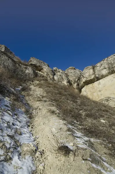 Białe Wzgórza Pobliżu Belogorska Zimie Krymie — Zdjęcie stockowe