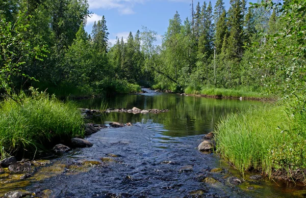 Il fiume Unduksa nella Carelia settentrionale, Russia — Foto Stock