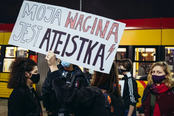 Warsaw Poland October 2020 Vagina Atheist Thousands People Blocked Streets — Stock Fotó