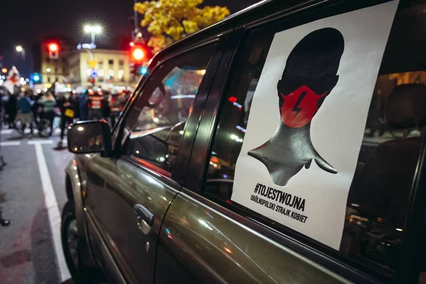 Varsó Lengyelország 2020 Október Egyik Autó Amely Eltorlaszolta Utcát Városközpontban — Stock Fotó