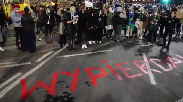 Warschau Polen Oktober 2020 Bei Massiven Straßenblockaden Warschau Das Scheiß — Stockvideo