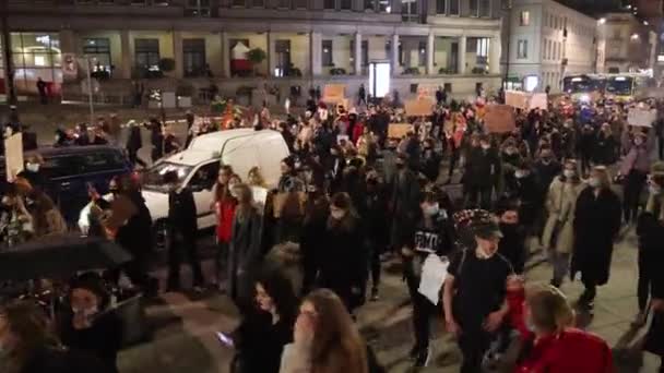 Varsovie Pologne Octobre 2020 Marche Foule Pro Choix Sur Place — Video