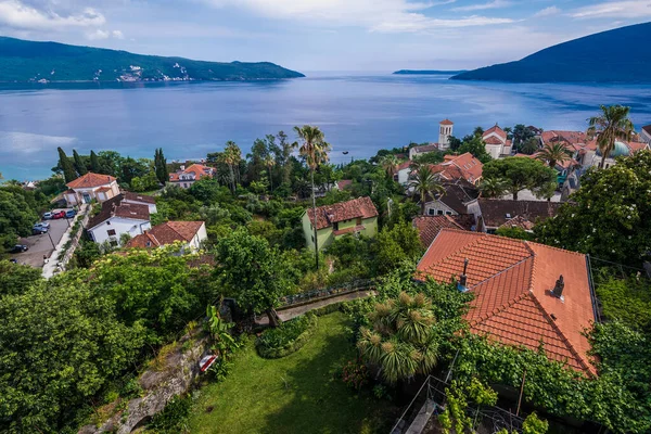 Herceg Novi Montenegro Maio 2017 Costa Baía Kotor Vista Fortaleza — Fotografia de Stock