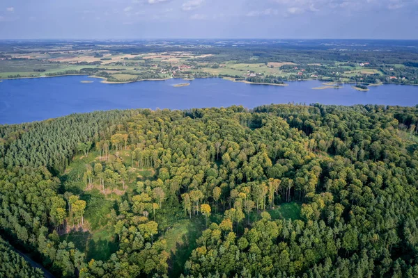 Drone Vista Aérea Del Lago Narie Ilawa Lake District Kretowiny — Foto de Stock