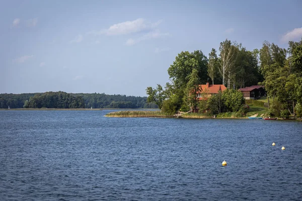 Pobřeží Jezera Narie Jezeře Ilawa Lake District Kretowinách Malá Vesnice — Stock fotografie