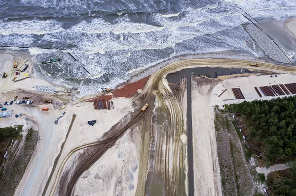 Canale Vistola Spit Chiamato Nowy Swiat Nuovo Sito Costruzione Del — Foto Stock