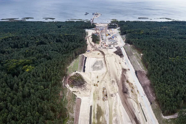 ヴィスワ スピット運河 Vistula Spit Canal ポーランドのバルト海 グダニスク湾とヴィスワ ラグーンの間に建設された新世界の運河である — ストック写真