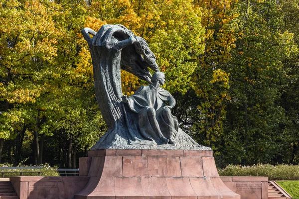 Monument Fryderyk Chopin Dans Parc Lazienki Parc Royal Des Thermes — Photo