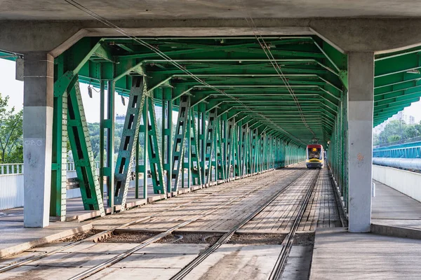 Piste Tranviarie Ponte Gdanski Sul Fiume Wisla Varsavia Capitale Della — Foto Stock