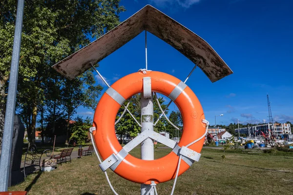 Orange Livboj Hamnen Katy Rybackie Liten Belägen Mellan Vistula Lagoon — Stockfoto