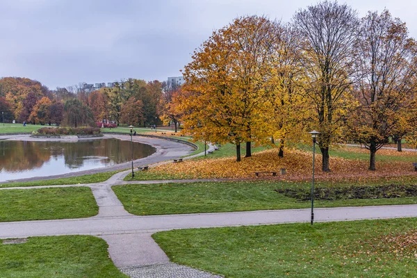 Teich Mokotow Feld Großer Park Warschau Der Hauptstadt Polens — Stockfoto