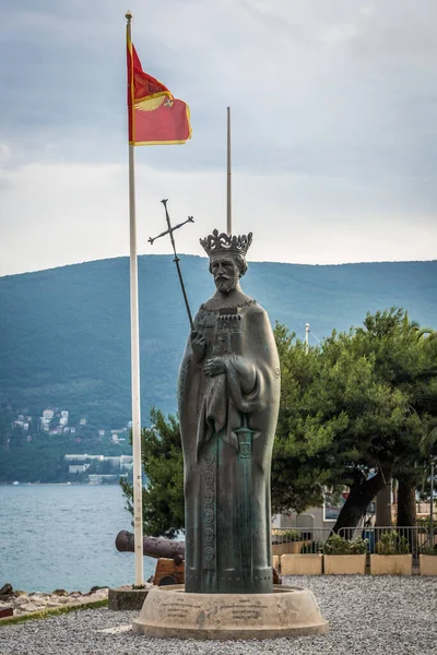 Herceg Novi Montenegro Mayo 2017 Escultura Del Rey Bosnia Stephen — Foto de Stock