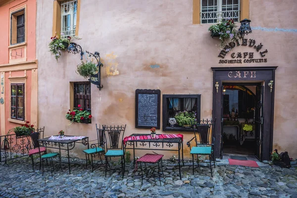 Sighisoara Romania Luglio 2016 Vista Esterna Della Caffetteria Nella Parte — Foto Stock