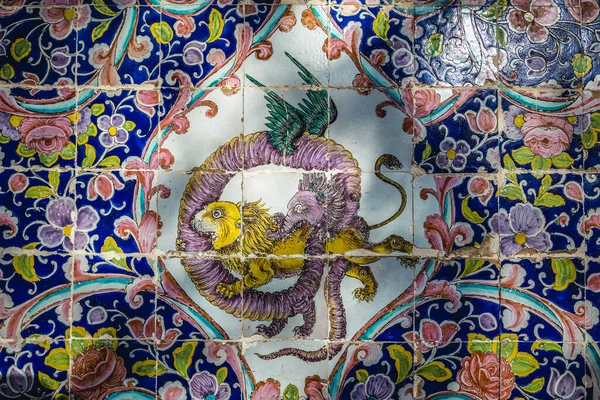 Teerão Irão Outubro 2016 Muro Decorado Azulejo Palácio Golestão Dos — Fotografia de Stock