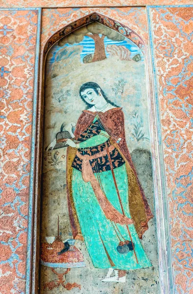 Isfahán Irán Octubre 2016 Pintura Tradicional Persa Pared Del Palacio — Foto de Stock