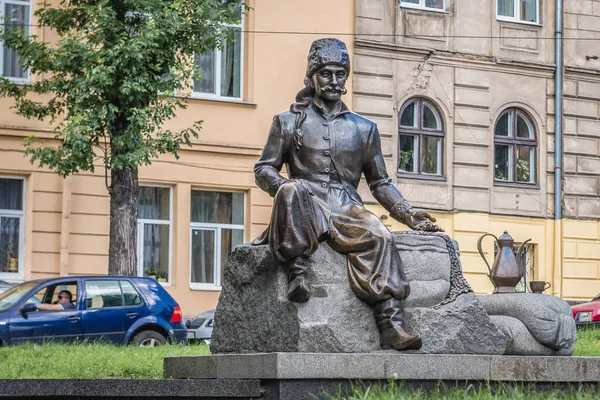 Lviv Ουκρανία Ιουνίου 2017 Jerzy Franciszek Kulczycki Γλυπτική Που Βρίσκεται — Φωτογραφία Αρχείου