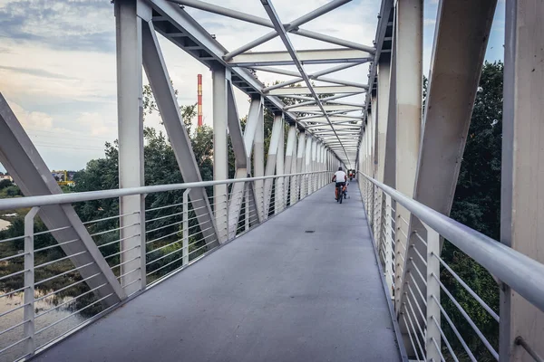 Warsaw Poland July 2018 Bicycle Pedestrian Bridge Zeran Water Canal — Stock Photo, Image